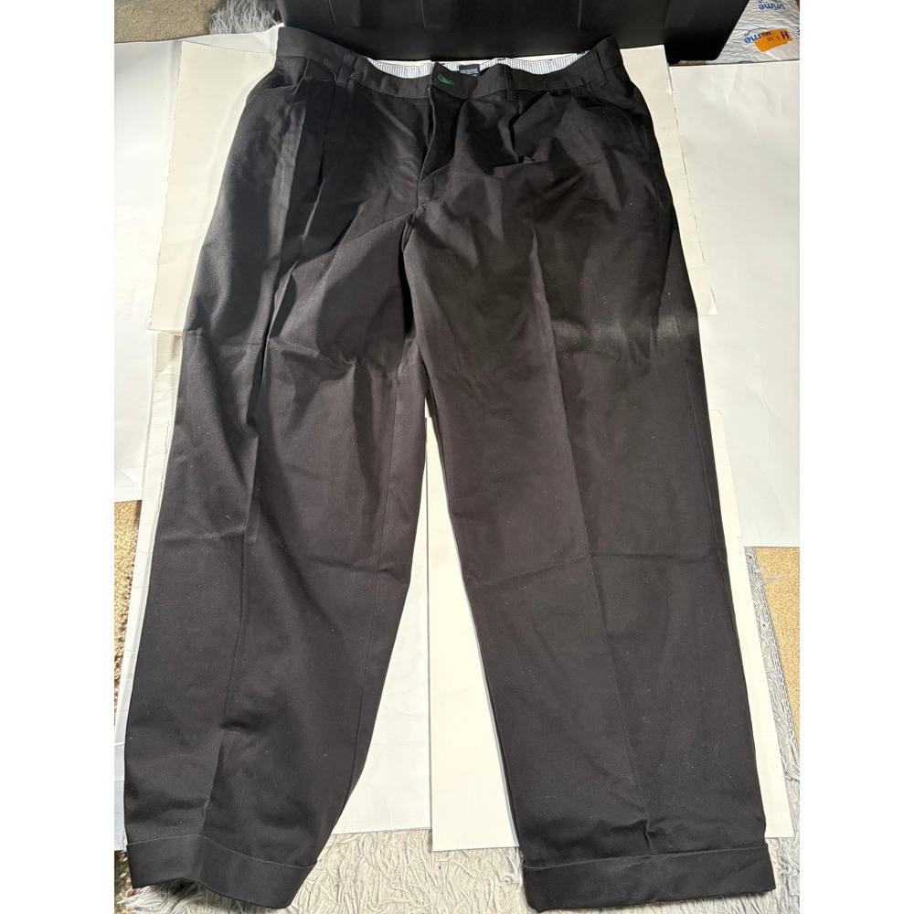 Tommy Hilfiger Men's Black Chino Pants 42x30 Cuffed Hem Casual Cotton